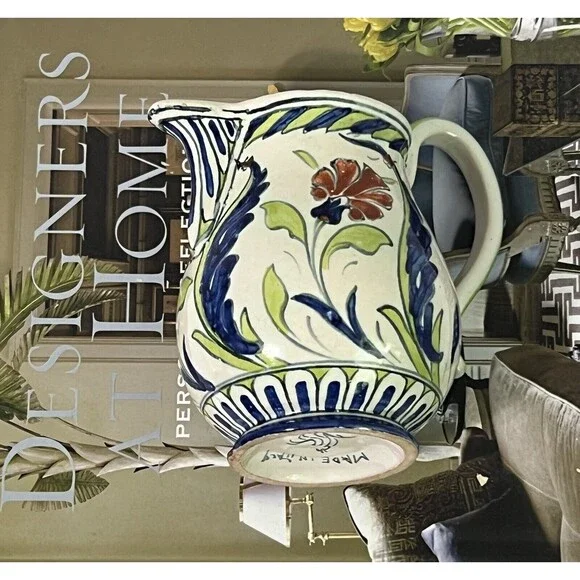 Vintage Floral Italian Ceramic Bud Vase With Handle Multi Flowers Artist Signed - Picture 7 of 16